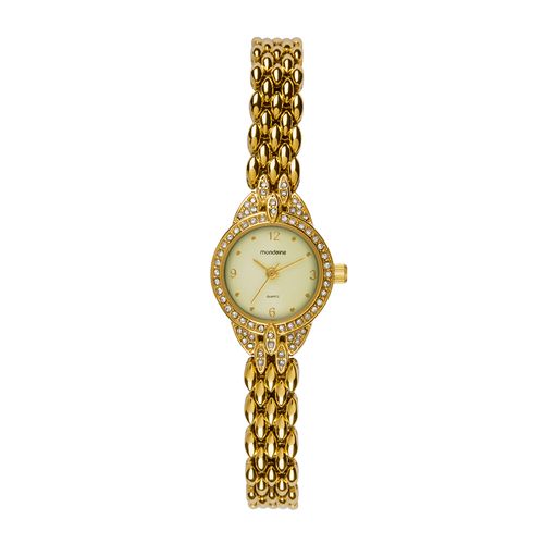 Relógio Feminino Dourado Cristais Cravejados