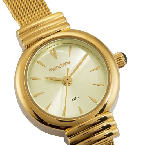 Relógio Feminino Dourado Malha de Aço