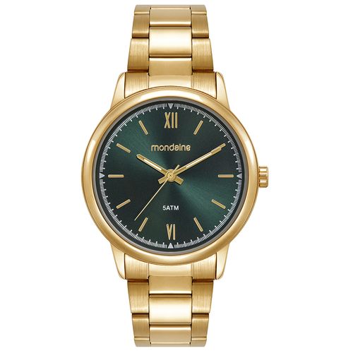 Relógio Masculino Dourado Mostrador verde Minimalista