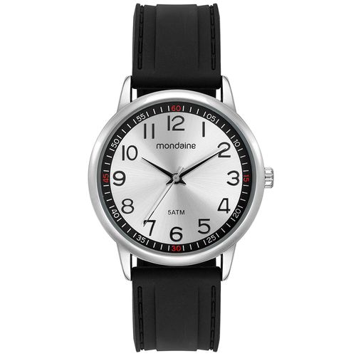 Relógio Masculino Prata Pulseira Silicone Esportivo