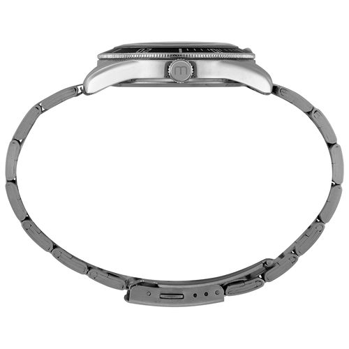 Relógio Masculino Preto Aço com Vidro Dome