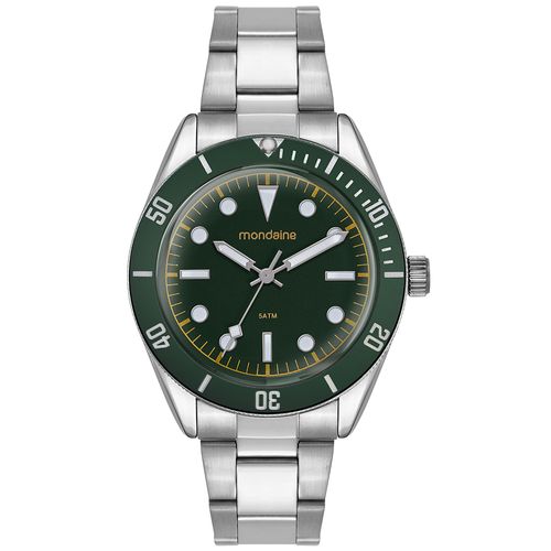 Relógio Masculino Verde Aço com Vidro Dome