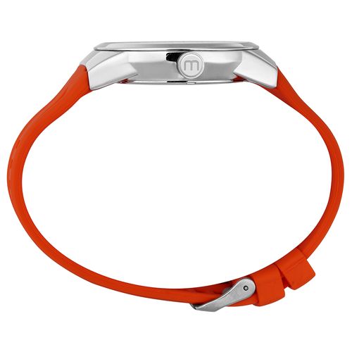 Relógio Masculino Analógico Azul com Silicone Laranja
