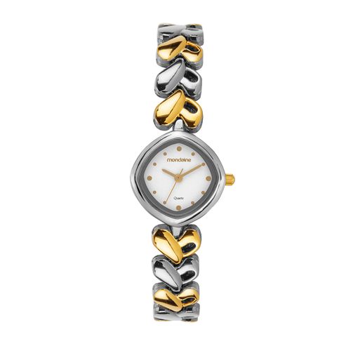 Relógio Feminino Bicolor com Pulseira de Coração
