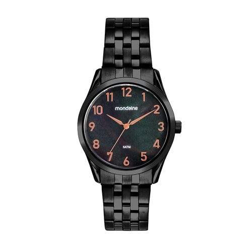 Relógio Feminino Black Madrepérola Numeração Completa