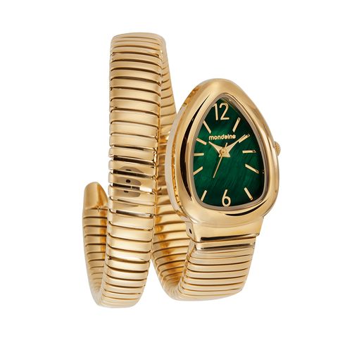 Relógio Feminino Serpens Dourado Pulseira Dupla