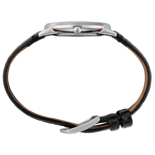Relógio Masculino Prata com Couro Croco