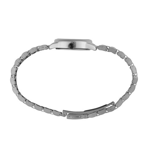 Relógio Feminino Oval Prata Textura Metálica