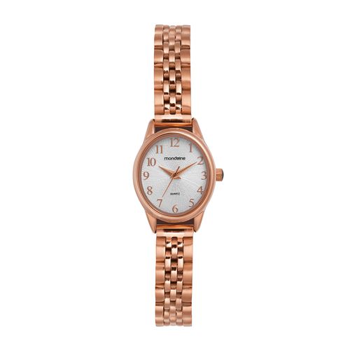 Relógio Feminino Oval Rosé Textura Metálica