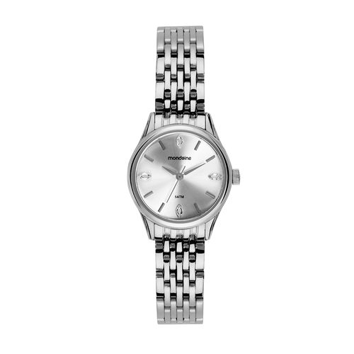 Relógio Feminino Prata Cristais Baguete