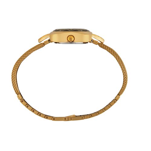 Relógio Feminino Quadrado Dourado Vidro Facetado