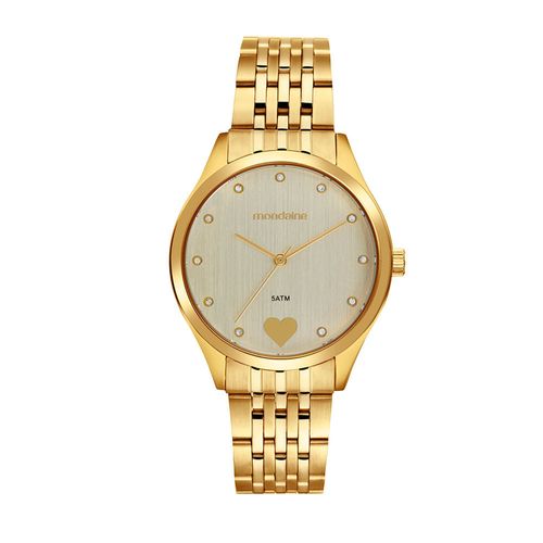 Kit Relógio Feminino Dourado com Bolsa Vermelha