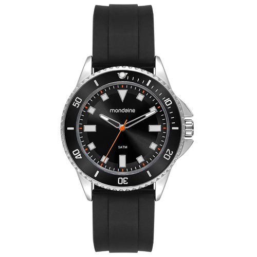 Relógio Masculino Bisel Preto Pulseira em Silicone
