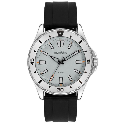 Relógio Masculino Bisel Cinza Pulseira em Silicone