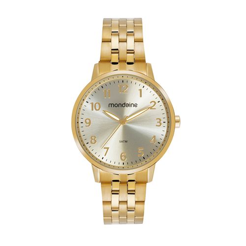 Kit Relógio Numeração completa Dourado e Pulseira