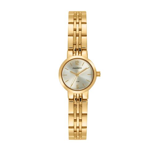 Kit Relógio Analógico Dourado com Pulseira