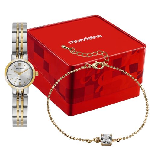 Kit Relógio Analógico Bicolor com Pulseira