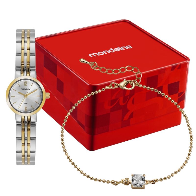 Kit Relógio Analógico Bicolor com Pulseira - Mondaine