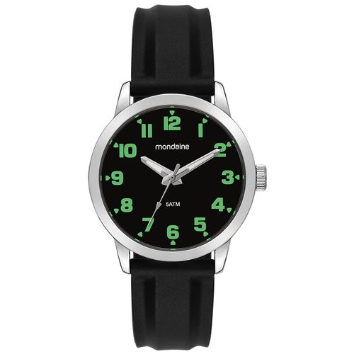 Relógio Masculino Indíces Luminosos Silicone Preto