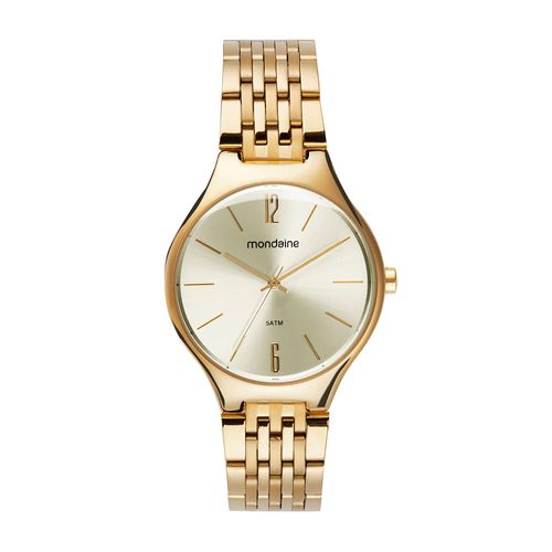 Relógio Feminino Semi Slim Abaulado Dourado