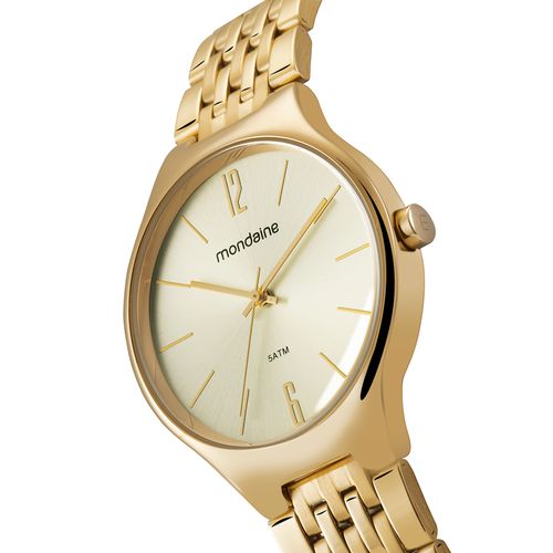 Relógio Feminino Semi Slim Abaulado Dourado
