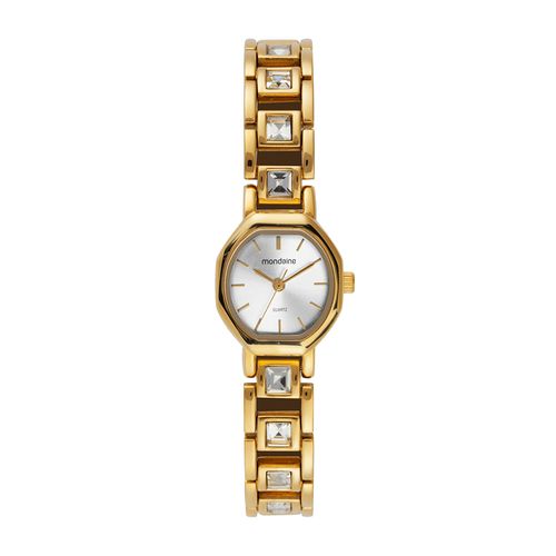 Relógio Feminino Facetado Cristais Dourado