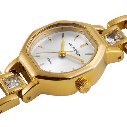 Relógio Feminino Facetado Cristais Dourado