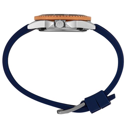 Relógio Masculino Bisel Azul Pulseira em Silicone