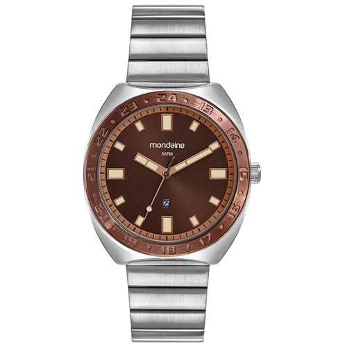 Relógio Masculino Marrom Caixa Cushion Calendário