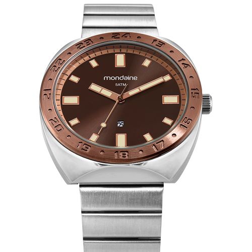 Relógio Masculino Marrom Caixa Cushion Calendário
