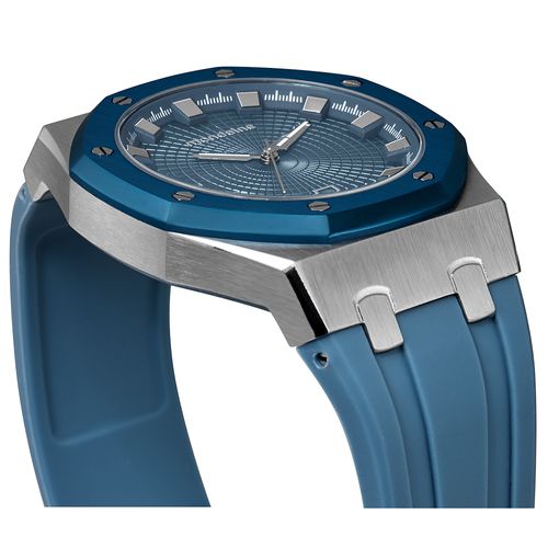 Relógio Masculino Vértice Bisel Octogonal Azul Calendário