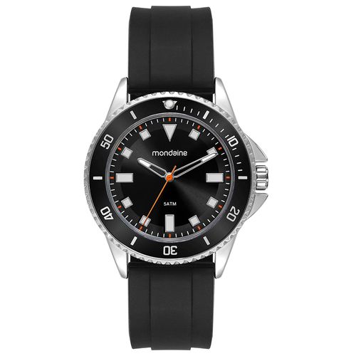Relógio Masculino Bisel Preto Pulseira em Silicone