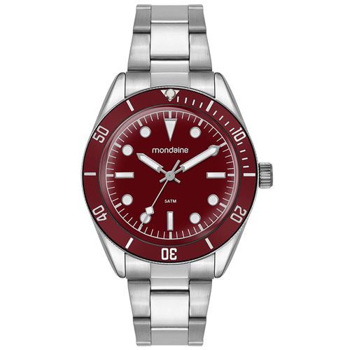 Relógio Masculino Vidro Dome Mostrador Vermelho