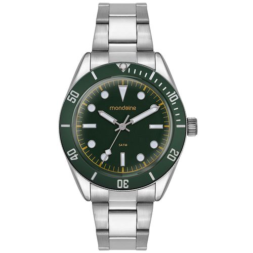Relógio Masculino Verde Aço com Vidro Dome