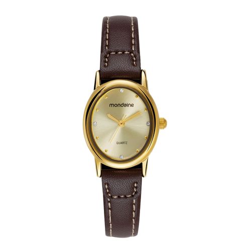 Relógio Feminino Oval Cristais Marrom