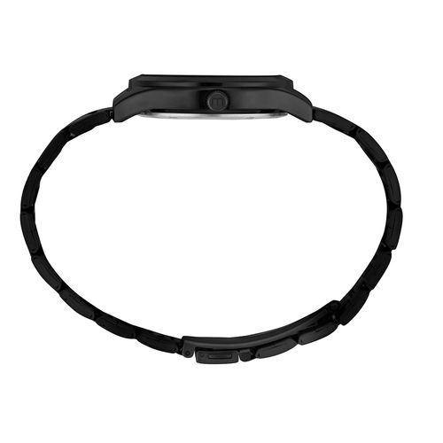 Relógio Analógico Preto Aço Cristais