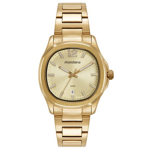 Relógio Masculino Analógico Quadrado Dourado