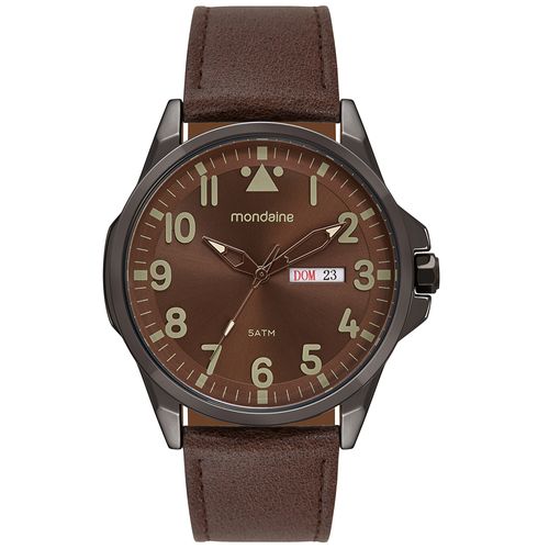 Relogio Masculino Marrom Robusto Couro Genuíno