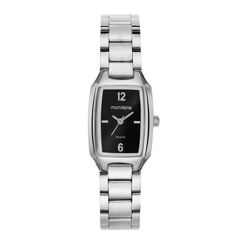 Relogio Feminino Retangular Mostrador Metálico Prata