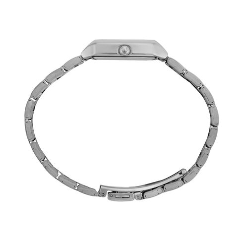 Relogio Feminino Retangular Mostrador Metálico Prata