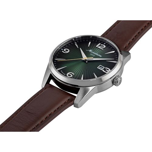 Relógio Masculino Automático Date Verde Pulseira Couro
