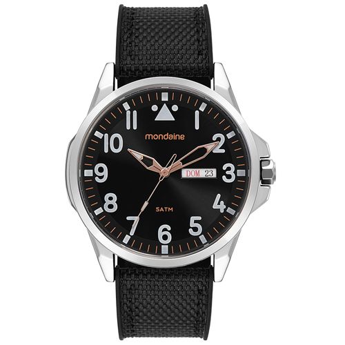 Relogio Masculino Preto Sport Couro Genuíno