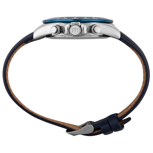 Relógio Masculino Cronógrafo Textura Couro Azul