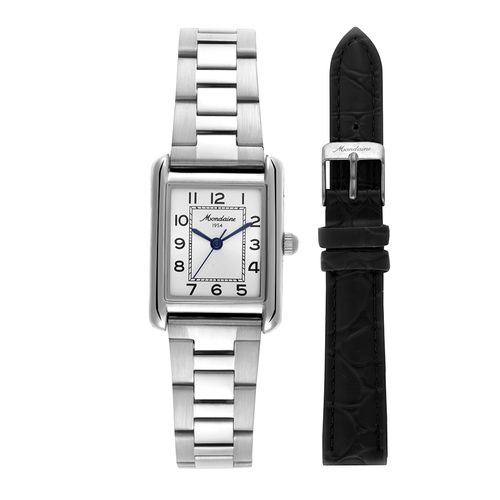 Relógio Feminino Troca Pulseira Quadrado Prata