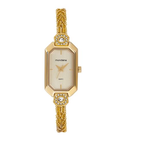 Relógio Feminino Retangular Estilo Joia Dourado