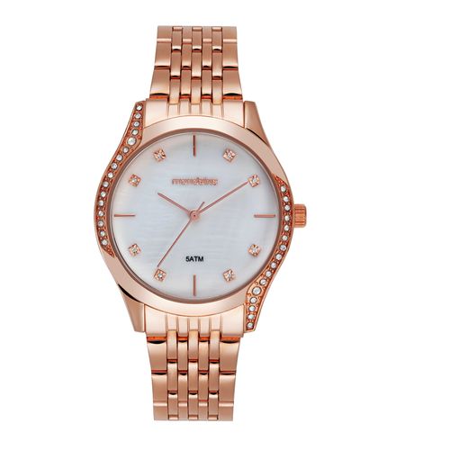 Relógio Feminino Madrepérola Cristais Rose Gold