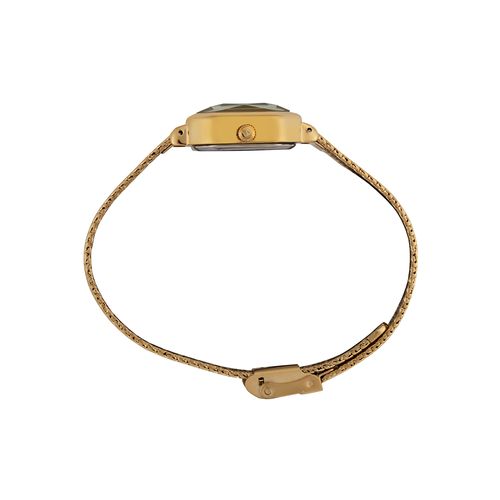 Relógio Feminino Quadrado Vidro Facetado Dourado
