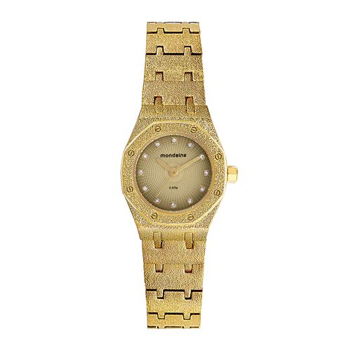 Relógio Feminino Octogonal Efeito Frosty Dourado