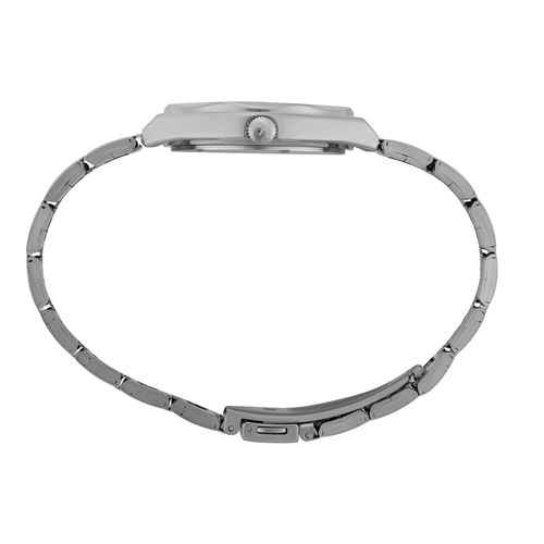 Relógio Feminino Aço Bezel Facetado Prata