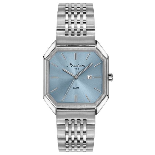 Relógio Masculino Quadrado Elos Sólidos Azul